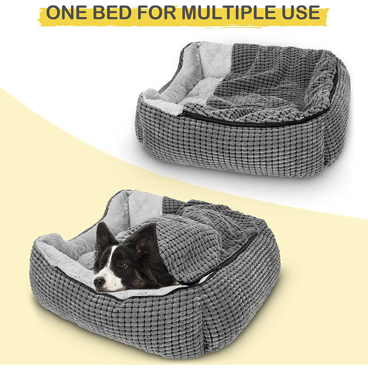 large hooded dog bed