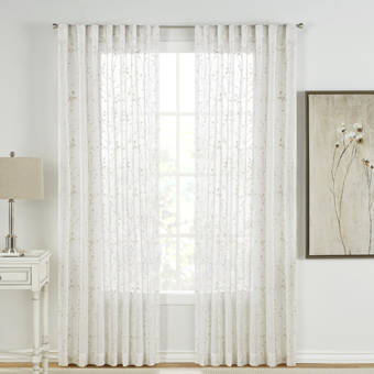 Andover Mills Safira Floral Flower Sheer Rod Pocket Single Curtain Panel Reviews Wayfair