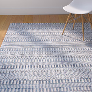 Firenze Hand-Woven Wool Ivory/Blue Area Rug