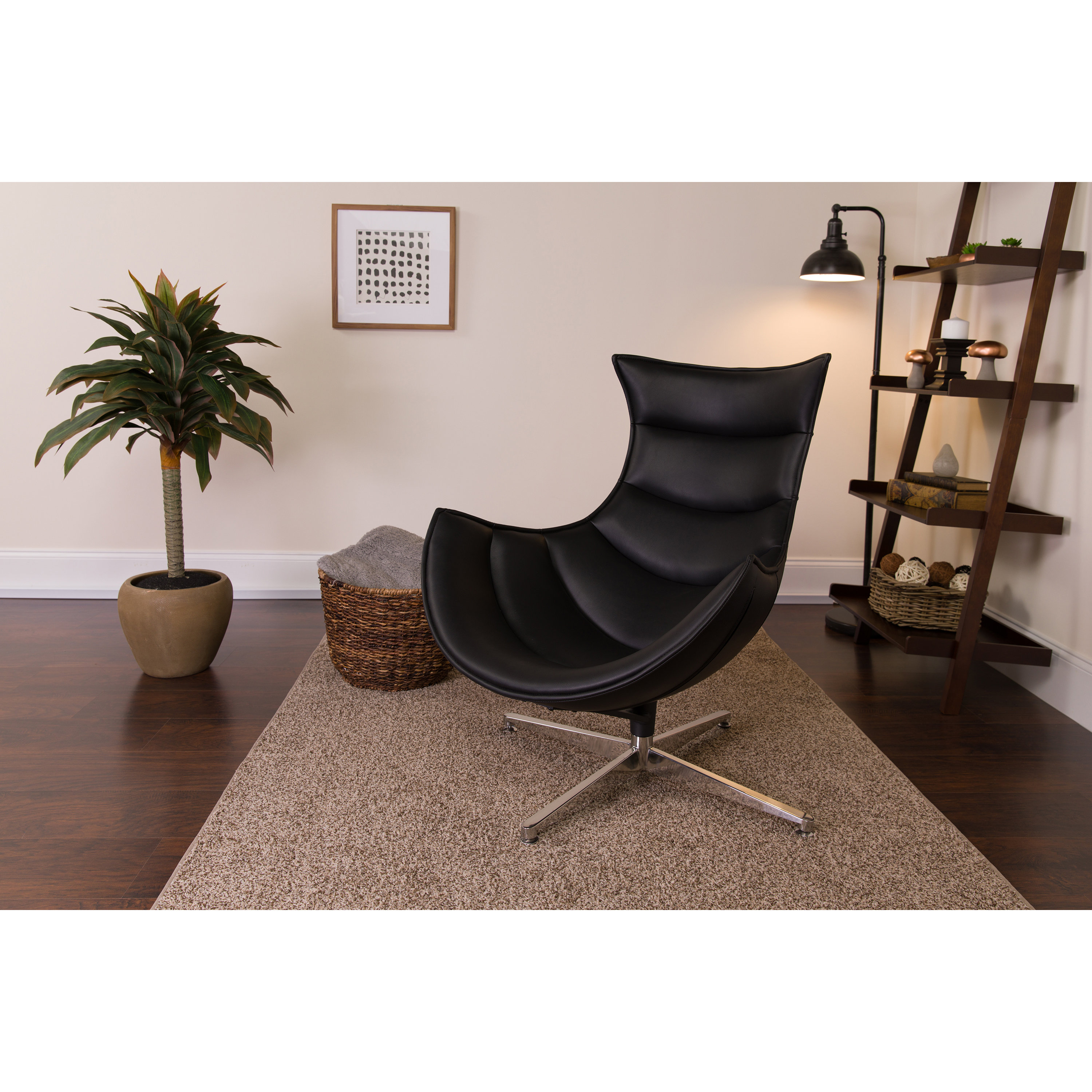 Symple Stuff Wyndham Faux Leather Swivel Balloon Chair Reviews Wayfair