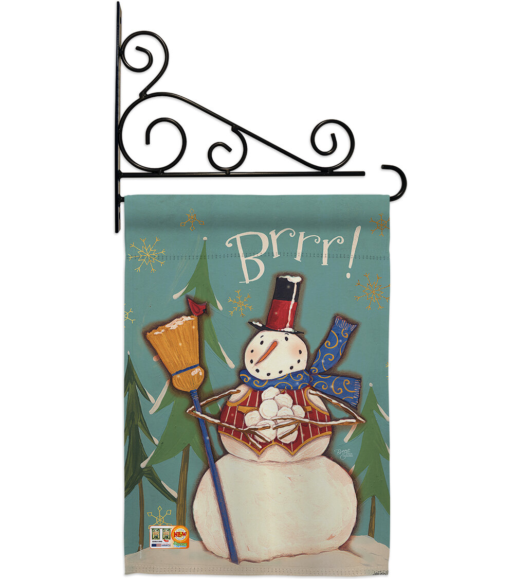 Breeze Decor Snowman Brrr! 2-Sided Polyester 19 x 13 in. Flag Set | Wayfair