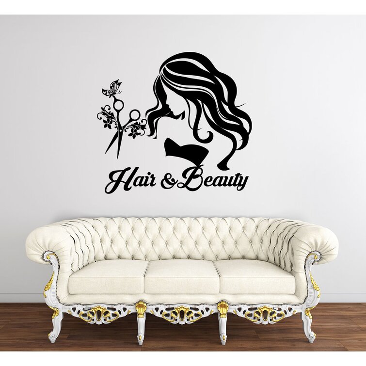 Personalised  Beauty Salon  Wall Art Sticker Hair Hairdresser Decal Shop Sign