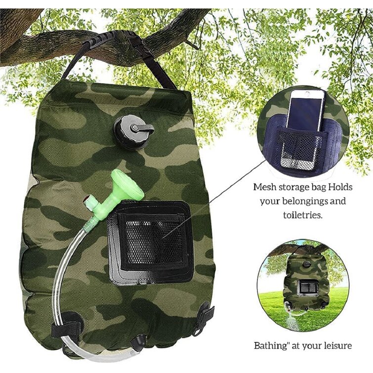 Camping Accessory for Outdoor Shower Dishwashing Nobranded Portable Outdoor Shower Bag Camping Shower Bag Solar Heated Shower Can Hold 5 Gallon 20 Liter Adjustable Shower Head with Switch