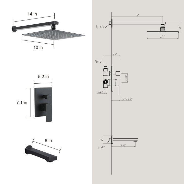 Roomtec 10 Touch Clean Tub And Shower Faucet With Rough In Valve Wayfair