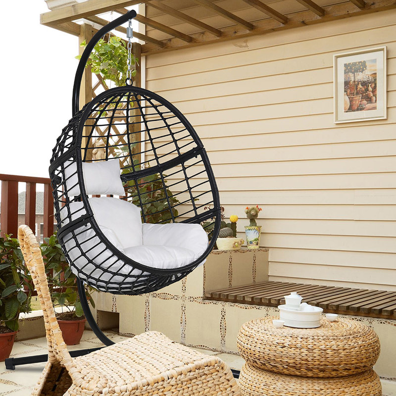 Bungalow Rose Wolsingham Outdoor Wicker Hanging Basket Swing Chair Bungalow Rose Wolsingham Outdoor Wicker