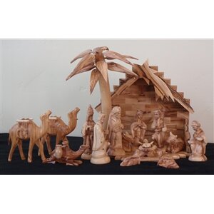 Olive Wood Traditional Nativity Figurine Set