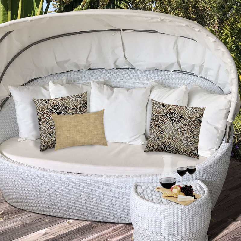 Joita Chocolate Delight Indoor Outdoor Pillow Set Of 2 Large 1 Lumbar Pillow Damask Pillow Wayfair