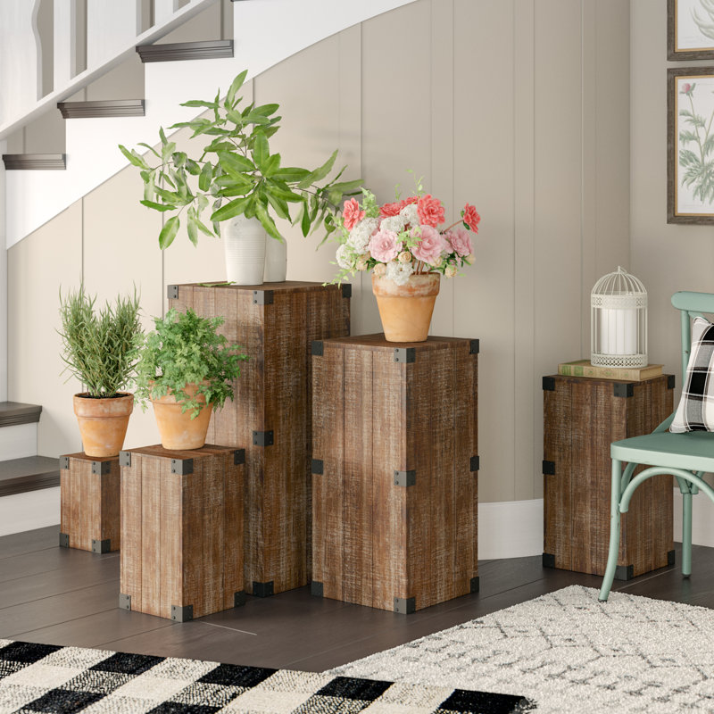 Harland 5 Piece Pedestal Plant Stand Set