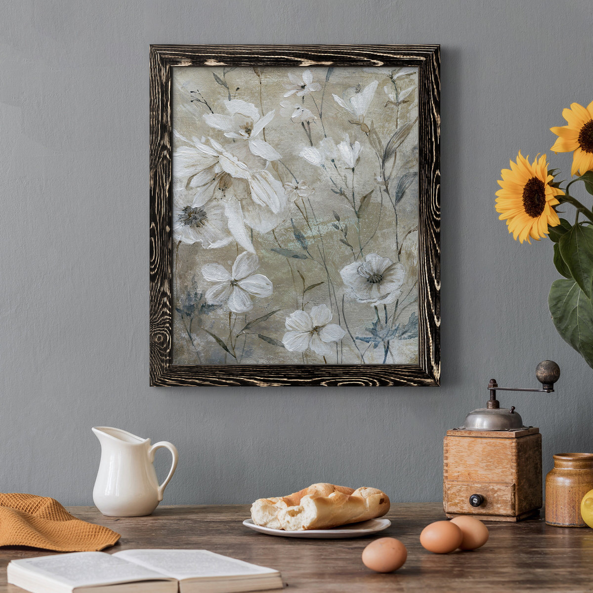 WexfordHome Wildflower Whites Picture Frame Painting on Canvas Wayfair