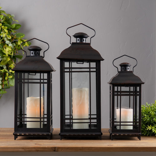 Charlton Home® 3 Piece Metal Lantern Set & Reviews 