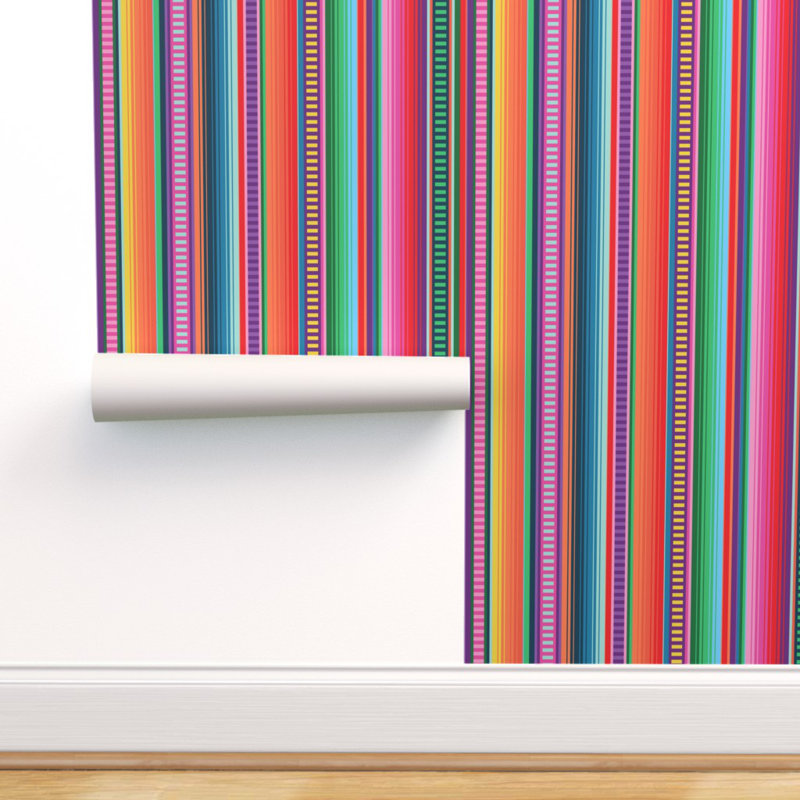 Ivy Bronx Rainbow Stripe Peel And Stick Removable Wallpaper