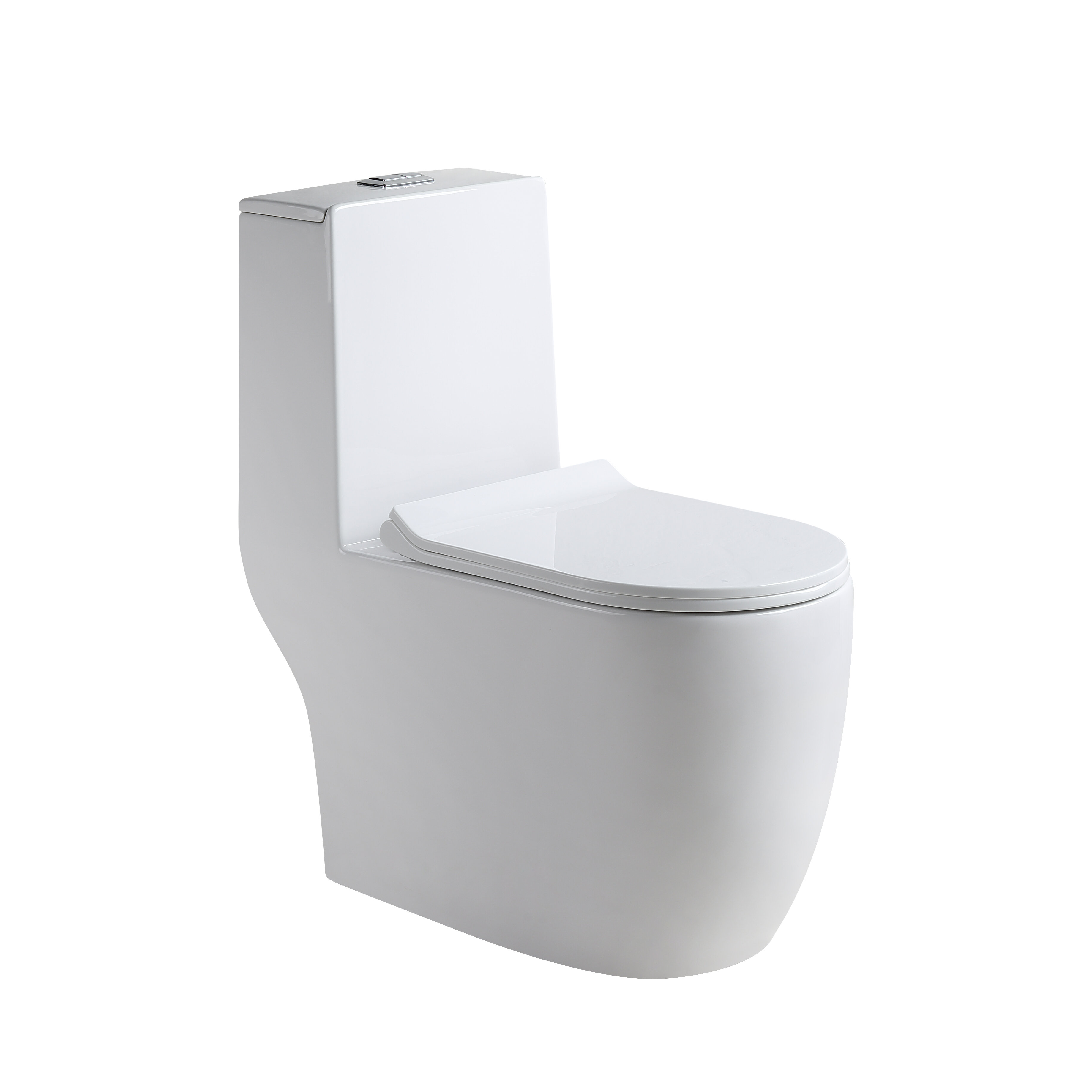 Hometure One Piece Toilet Dual Flush Elongated Square Bowl With Soft Closing Seat 
