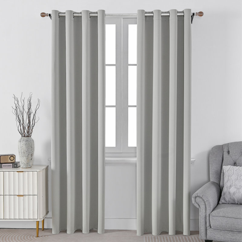 Tomasine Solid Room Darkening Curtain Grommet Curtain Panels Size per Panel: 40" W x 63" L, Curtain Color: Light Gray