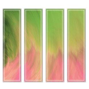 Crystal Beveled 3" x 12" Beveled Glass Subway Tile in Green/Pink by