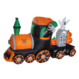 Halloween Inflatable Skeleton on Train Decoration