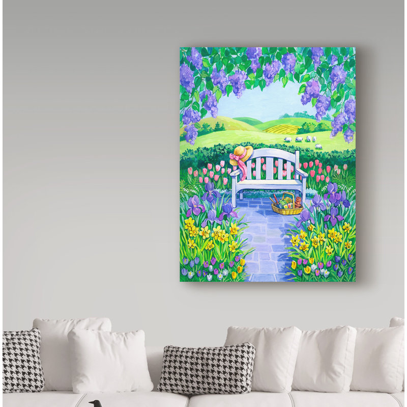 Trademark Art Garden Seat Acrylic Painting Print On Wrapped Canvas Wayfair