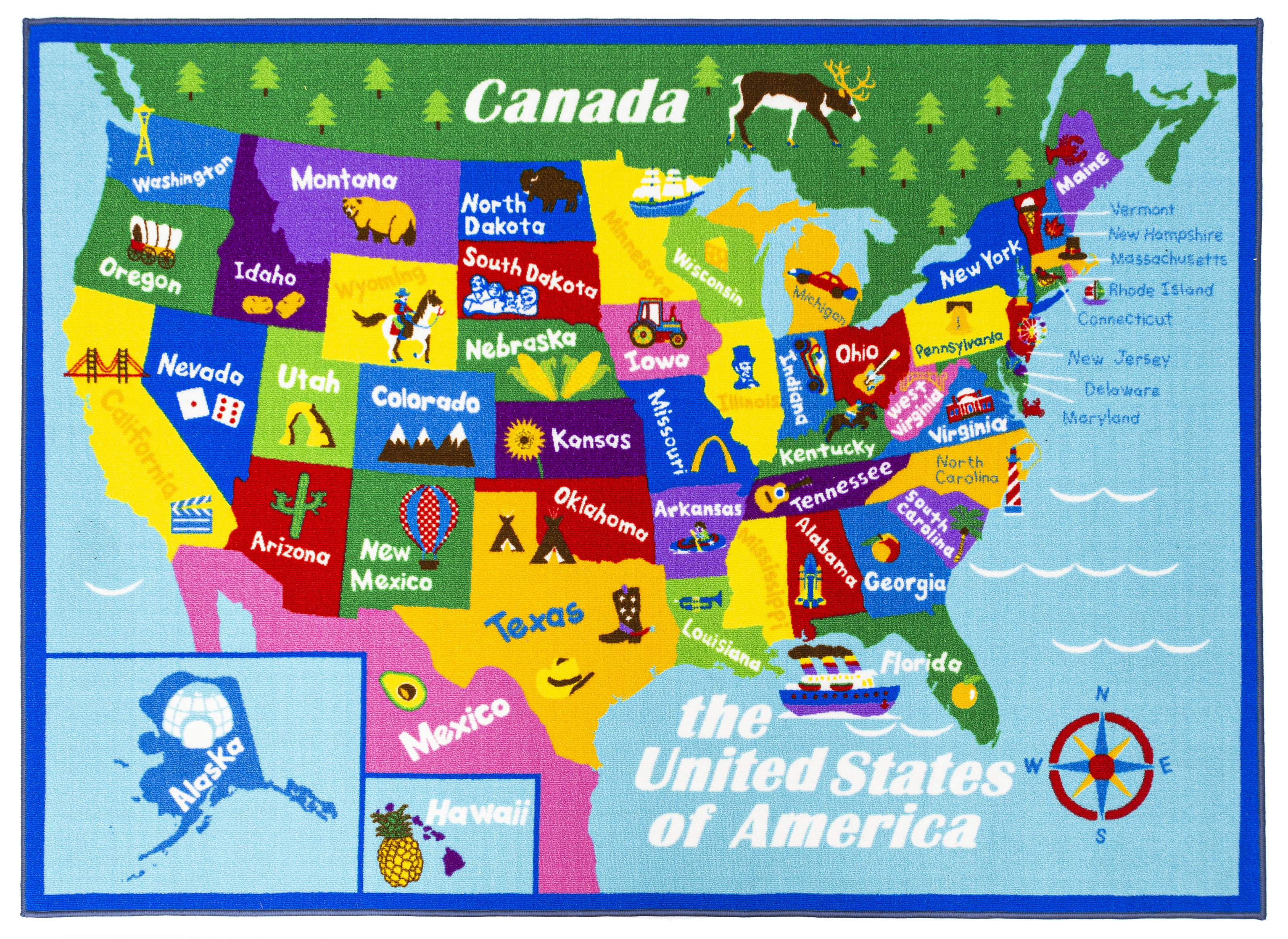 usa map for kids Zoomie Kids Swanigan Educational Usa States Map Princess World Fun usa map for kids