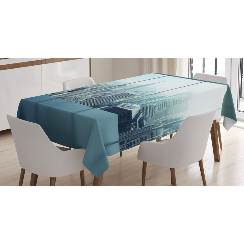 East Urban Home Ambesonne New York Tablecloth Aerial View Of A Big Crowded Modern City From The Office New York Buildings Urban Rectangular Table Cover For Dining Room Kitchen Decor 60 X