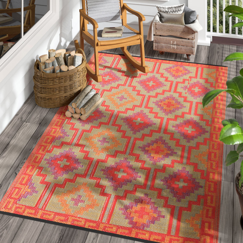 Loon Peak Patterson Square Red Indoor Outdoor Area Rug Reviews Loon Peak Patterson Square Red Indoor