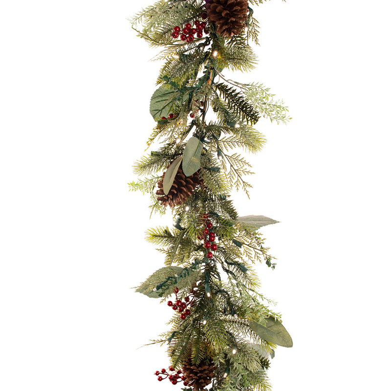 The Holiday Aisle 9 Pre Lit Winter Frost Garland With 100 Clear