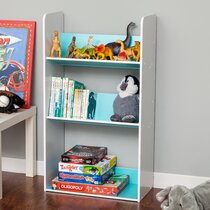 Size : S WCJ Blue Swan Modeling Cartoon Carved Childrens Picture Book Shelf Living Room Floor Corner Book Display Stand School Reading Bookshelf 