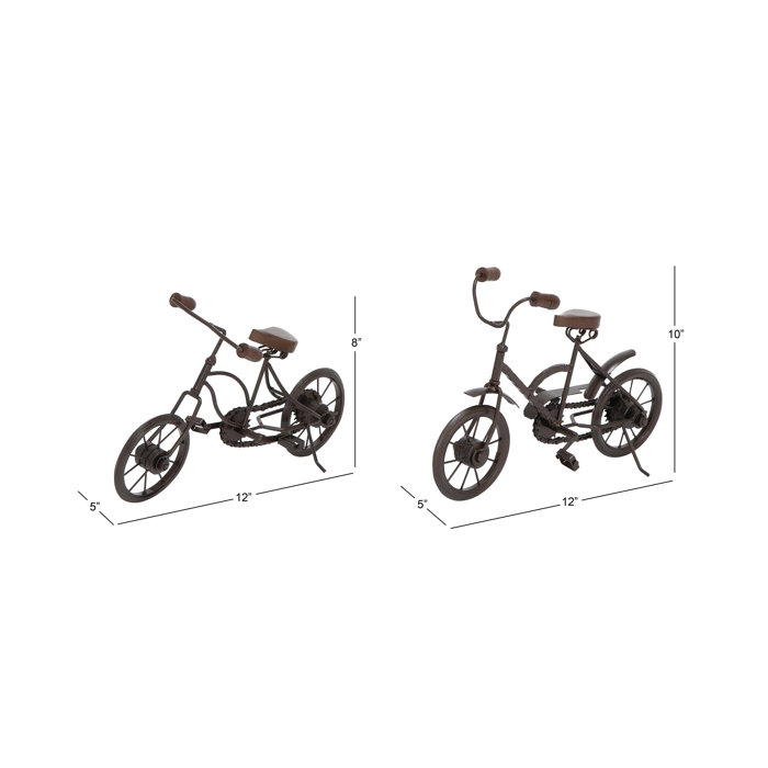 Williston Forge Lurmont Decorative Metal Wood Bicycle Set