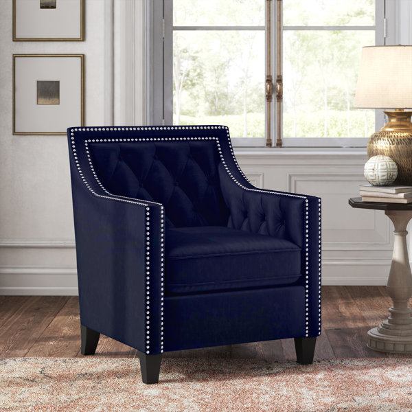 Какие кресла сейчас в моде фото Dark Teal Armchair With Nail Head Accents Wayfair