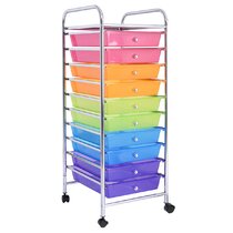 Multi 10 Drawer Make Up Mobile Home Office Beauty Salon Portable Storage Trolley 
