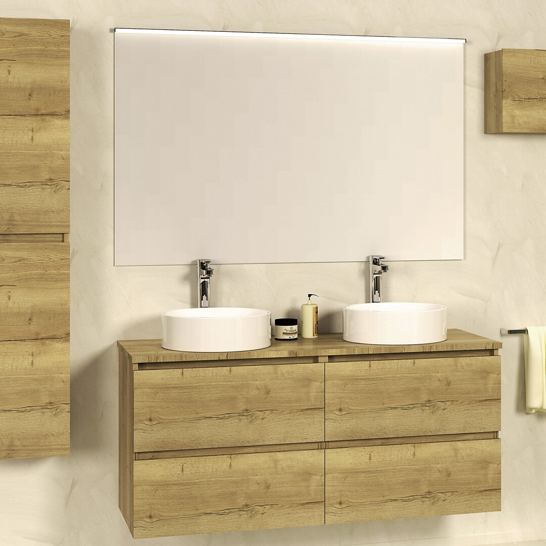 Bathroom 1200mm Wall Hung Double Vanity Unit brown