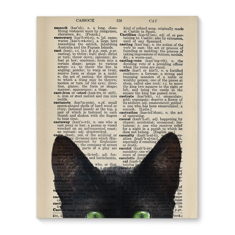 Wrought Studio Black Cat Peekaboo Wrapped Canvas Graphic Art Print Wayfair