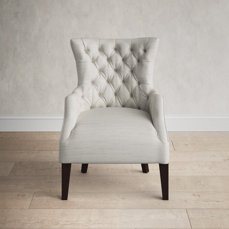 button tufted wing back chair