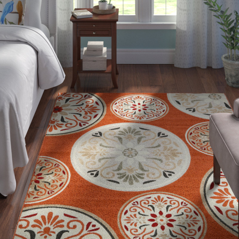 Andover Mills Niagara Floral Terracotta Ndoor Outdoor Area Rug Reviews Wayfair