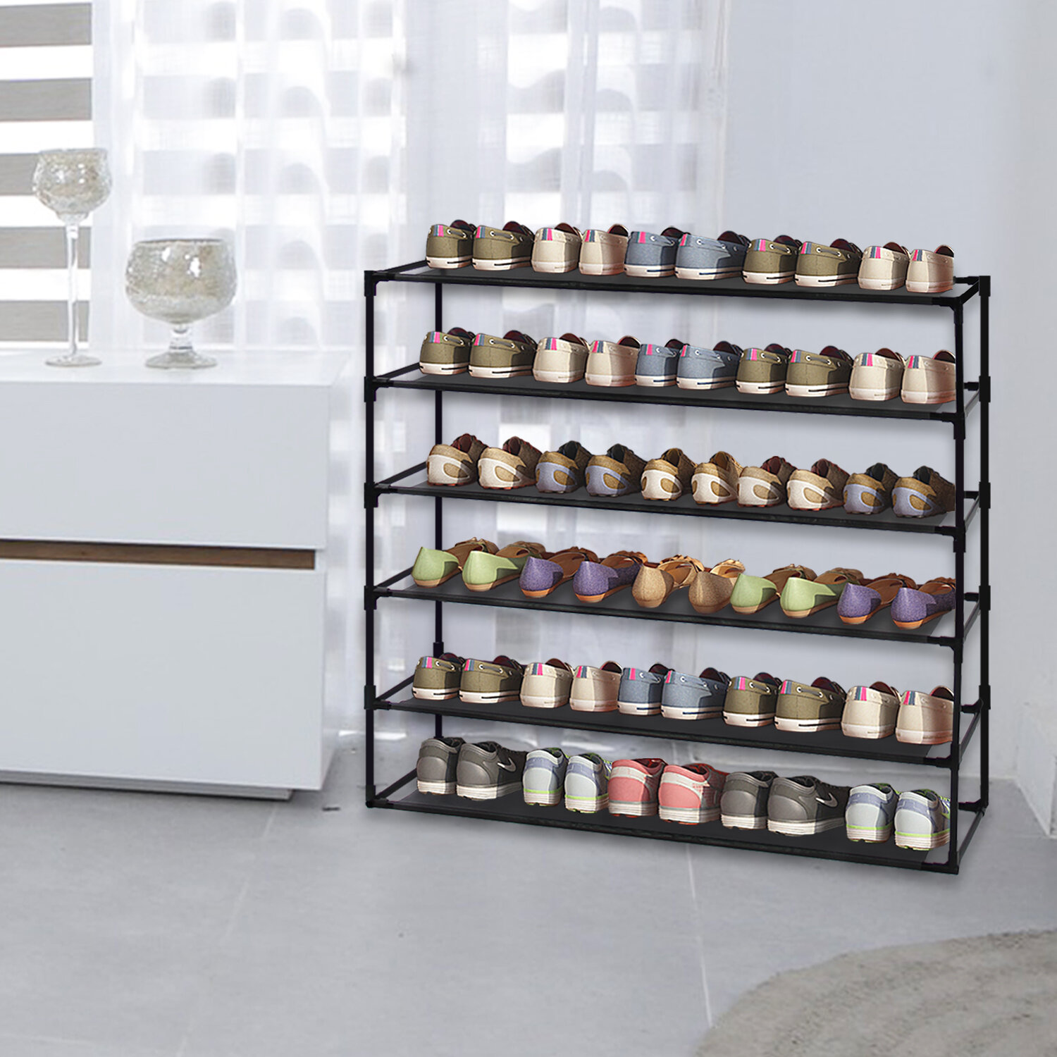 Rebrilliant 30 Pair Steel Shoe Rack Reviews Wayfair