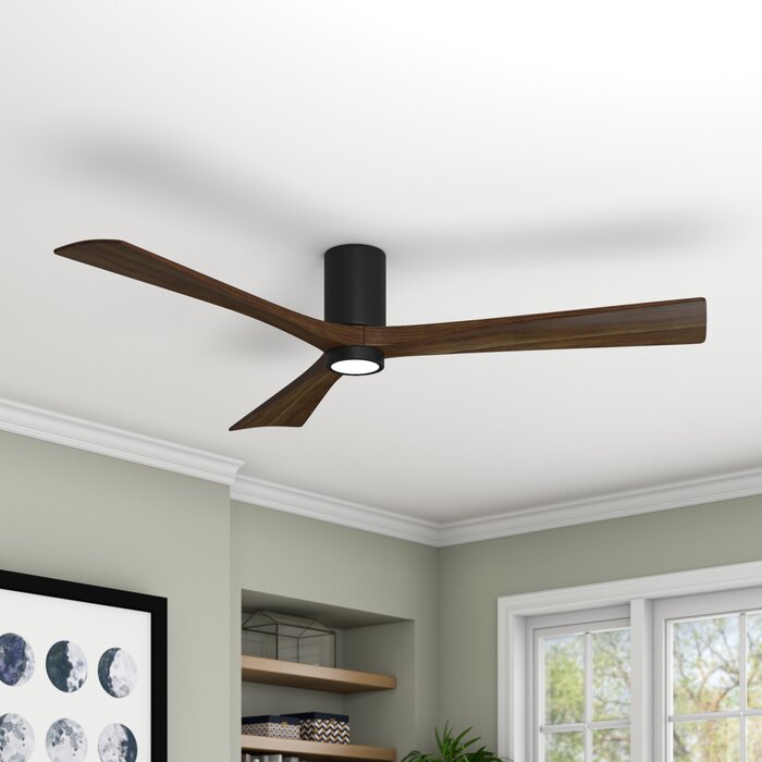 60 Rosalind 3 Blade Hugger Ceiling Fan With Wall Remote And Light Kit