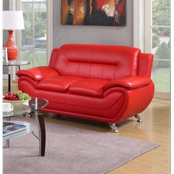 Ebern Designs Brose 62 Wide Faux Leather Pillow Top Arm Loveseat Reviews Wayfair