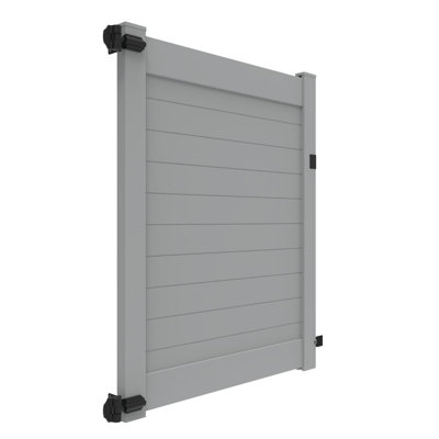Horizontal Fence Gray Vinyl Privacy Gate