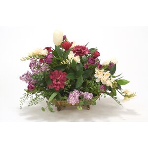 Lilac, Freesia with Greenery in Oval Tray