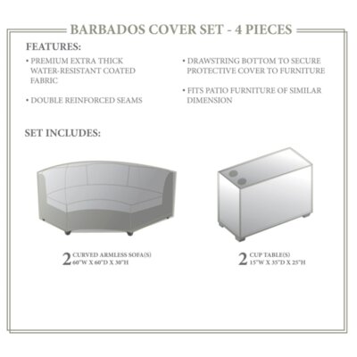 Tk Classics Barbados Winter 4 Piece Patio Furniture Cover Set Size