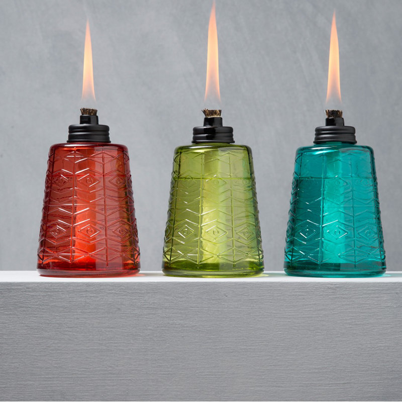 tiki glass tabletop torch