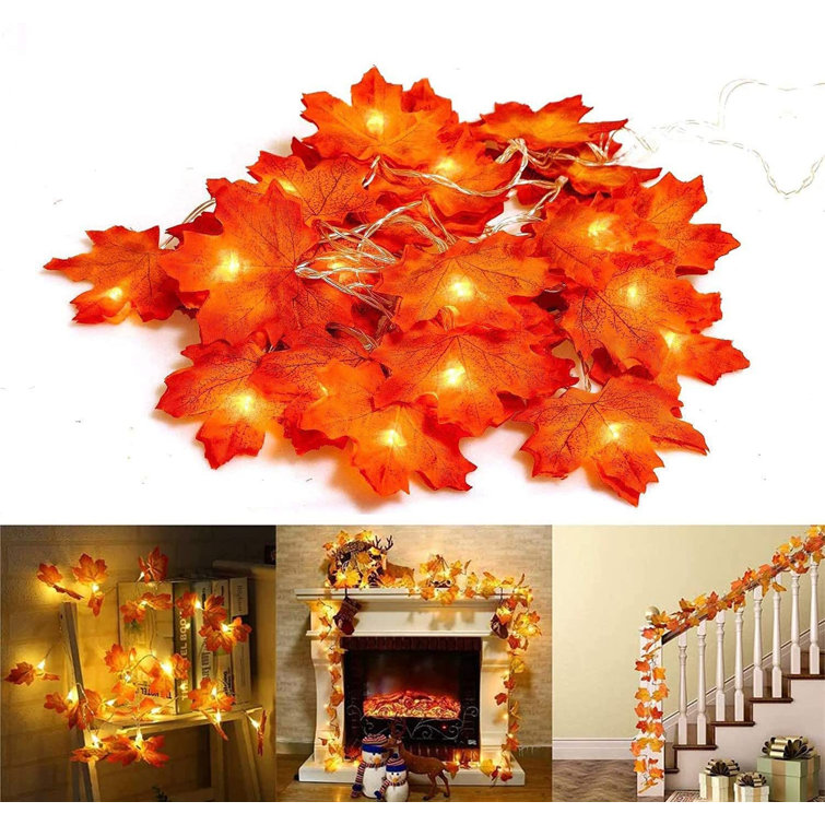Thanksgiving Decoration Lighted Fall Garland Maple Leaves String Lights 20/40LED