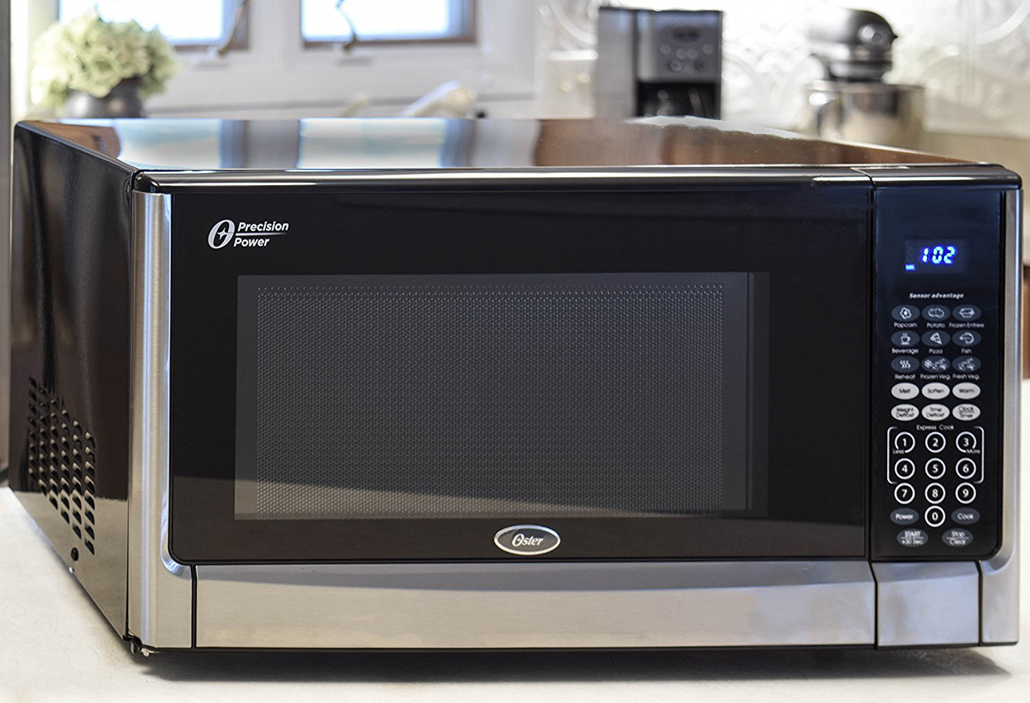 1.6 cu Stainless Steel//Black Oster OGYZ1604VS 1100W Inverter//Sensor Microwave Oven ft