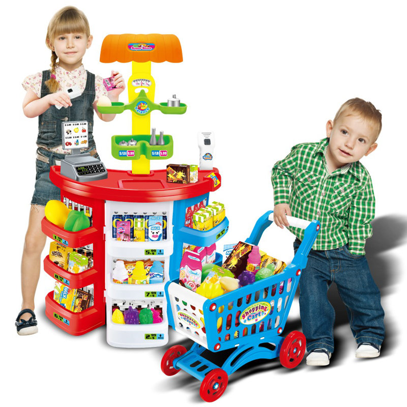 Lionsea Shopping Grocery Play Store For Kids With Shopping Cart And Scanner Wayfair