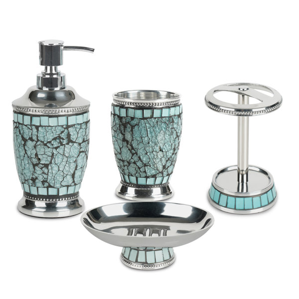 High Glaze Black Ceramic 4 Piece pc Bathroom Sink Bath Accessory Set