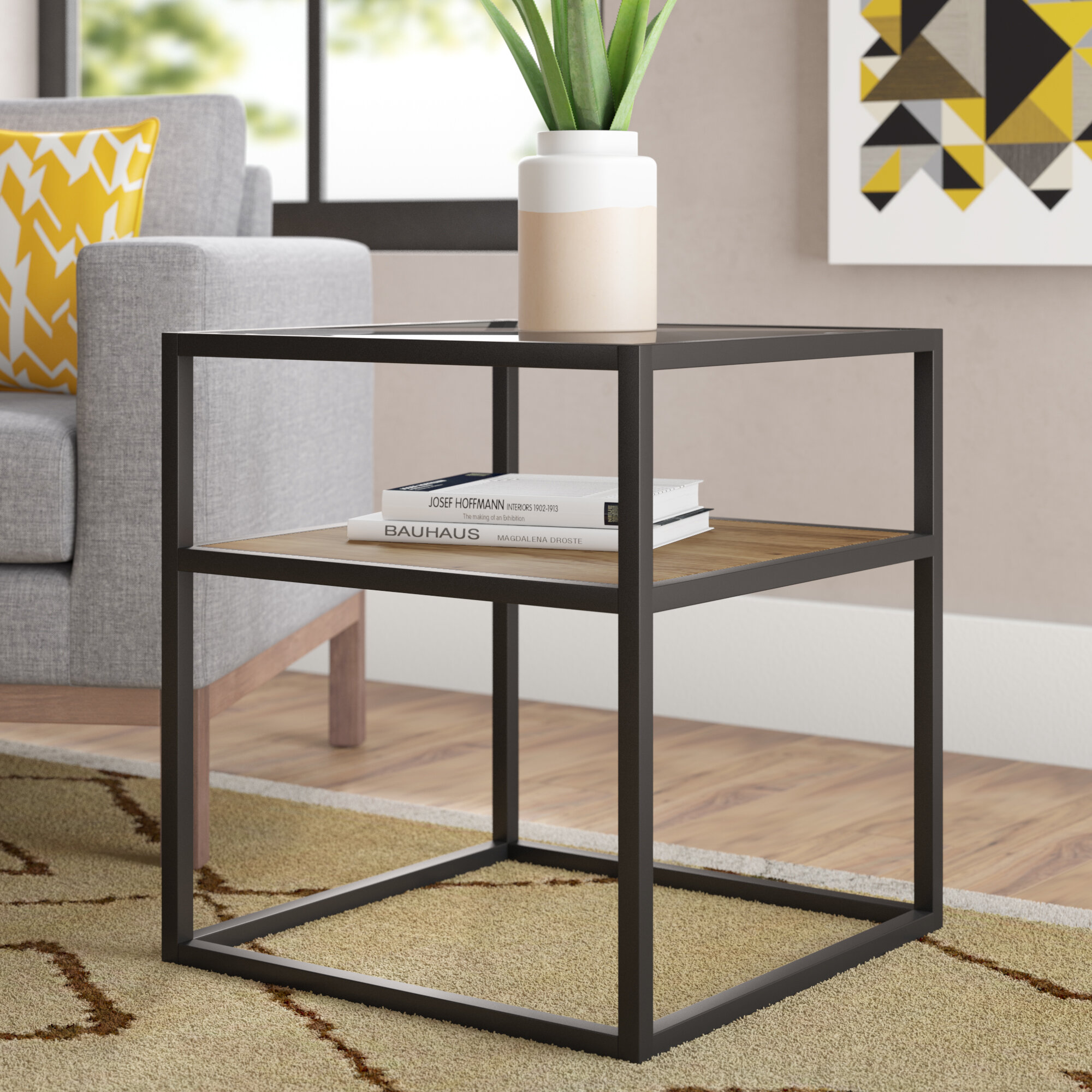 Mercury Row® Gelman 22'' Tall Glass Frame End Table & Reviews | Wayfair