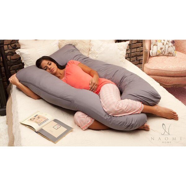 Contoured Support Body Pillow for Side Sleeper with Jersey Cover,Navy Blue QUEEN ROSE U Shaped Pregnancy Pillow 