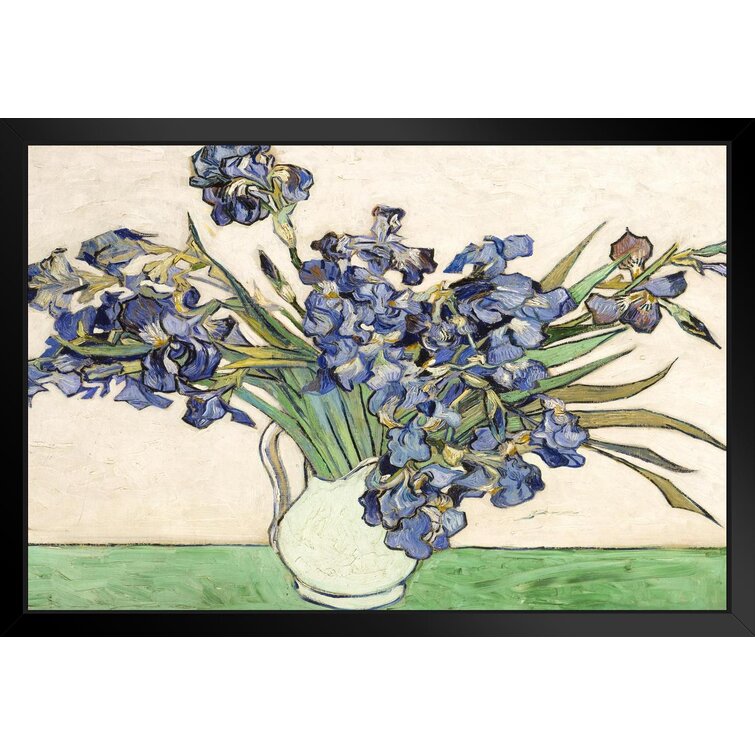 Vincent Van Gogh Irises Vase Flower Wall Picture Black Framed Art Print 