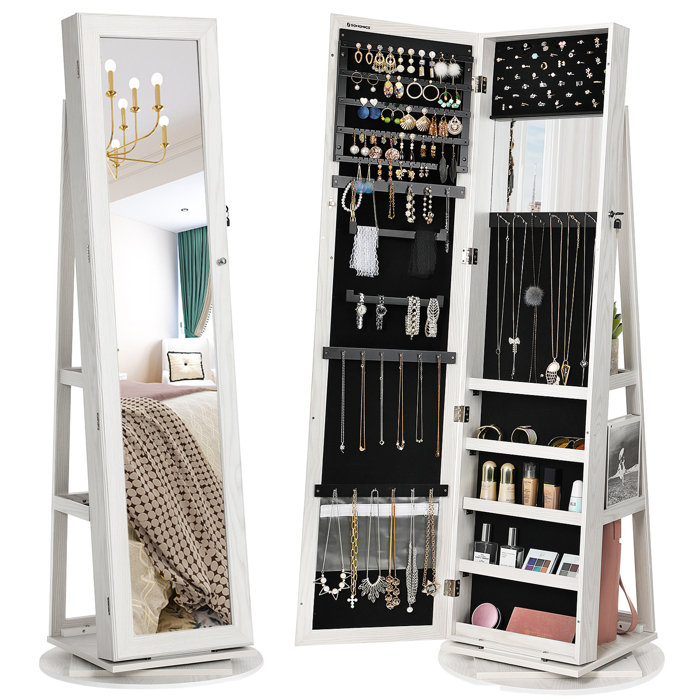 Ebern Designs 360 Rotatable Jewellery Organizer Cabinet Armoire