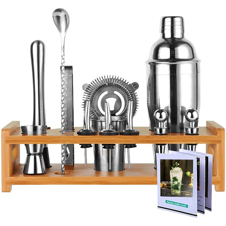Barrel Studio® 24-Piece Set,Martini Shaker Bartender Kit With Stand,Stainless Steel Bar Accessories Bar Tools For Drink Mixing,Margarita Mixer For Home And Travel | Wayfair