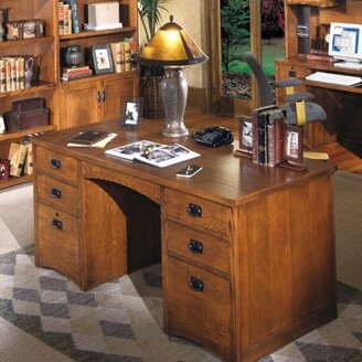 Millwood Pines Benno Double Pedestal Solid Wood Executive Desk