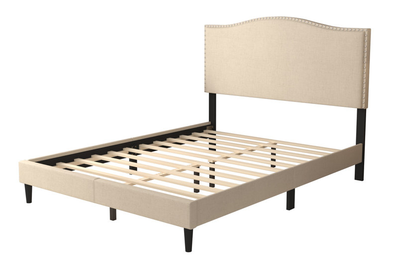 Arne Upholstered Low Profile Platform Bed Color: Beige, Size: Queen